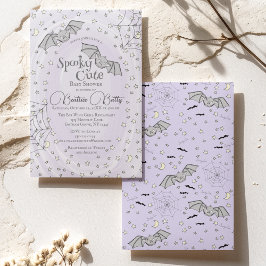 Paarse vleermuizen Spooky Schattige Baby shower Kaart