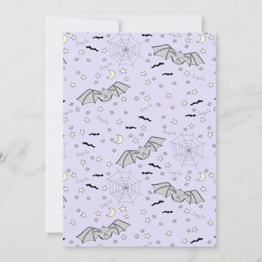 Paarse vleermuizen Spooky Schattige Baby shower Kaart (Achterkant)