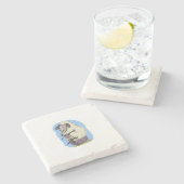 Paarse vleesschapen stenen onderzetter (Zijkant)