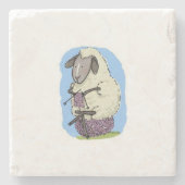 Paarse vleesschapen stenen onderzetter (Voorkant)