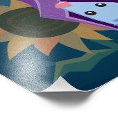 Paarse vlek op zonnebloemveldplein afdrukken foto afdruk (Hoek)