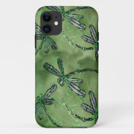 Paarse Vleugelde Libellen op Zachte Lichtgroene Ac Case-Mate iPhone Case