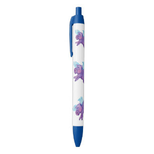 Paarse vliegend varken zwarte inkt pen