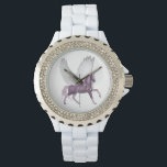 Paarse Vliegende Eenhoorn Bloemen Violet Horloge<br><div class="desc">Dit ontwerp werd gecreeerd door digitale kunst. Het kan worden gepersonaliseerd door de aanpassingsknoop te klikken en de kleur te veranderen, een naam, initialen of uw favoriete woorden toe te voegen. Neem contact met me op colorflowcreations@gmail.com als je dit ontwerp op een ander product wilt gebruiken. Koop mijn oorspronkelijke abstracte...</div>