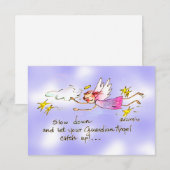 Paarse vliegende engel: gouden sterren zeggen lang bedankkaart (Voorkant / Achterkant)