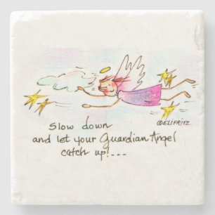 Paarse vliegende engel: gouden sterren zeggen lang stenen onderzetter