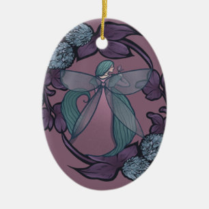 Paarse vliegende vlinder godin Fairies Kunst Keramisch Ornament