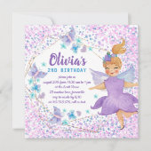 Paarse vliegende vlinder Heart Confetti Birthday Kaart (Voorkant)