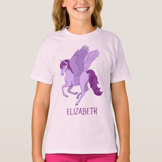 Paarse vliegpaard Pegasus T-shirt (Voorkant)