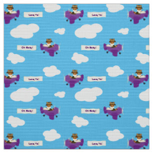Paarse Vliegtuig Teddy Bear Pilot Custom Stof