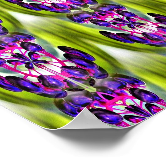 Paarse Vlierbessen Spiegel Abstracte Natuur Poster (Hoek)