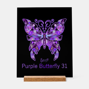 Paarse vlinder 31 acryl bord