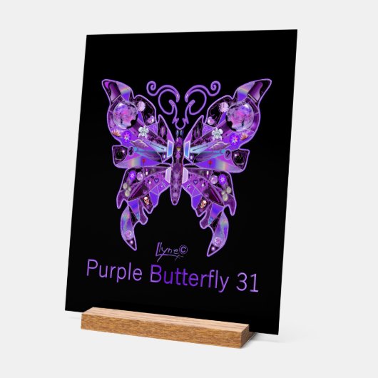 Paarse vlinder 31 acryl bord (Hoek)