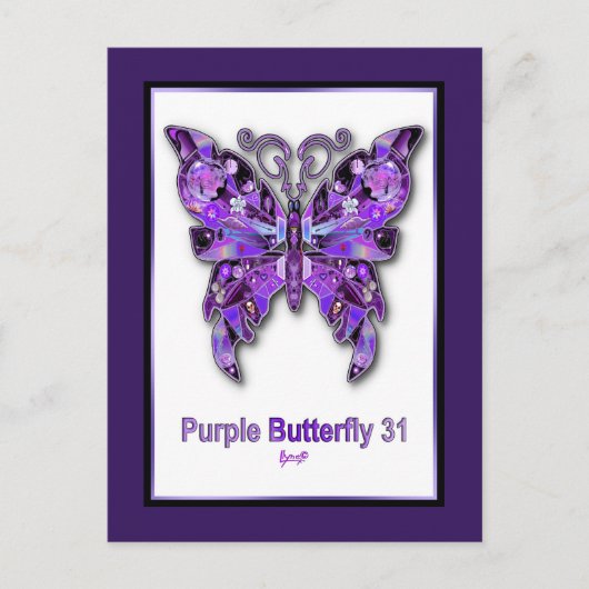 Paarse vlinder 31 ansichtkaart briefkaart (Voorkant)
