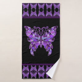 Paarse vlinder 31 badhanddoek