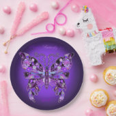 Paarse vlinder 31 Borden van papier Papieren Bordje (Feest)