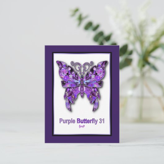 Paarse vlinder 31 Briefkaart (Staand voorkant)