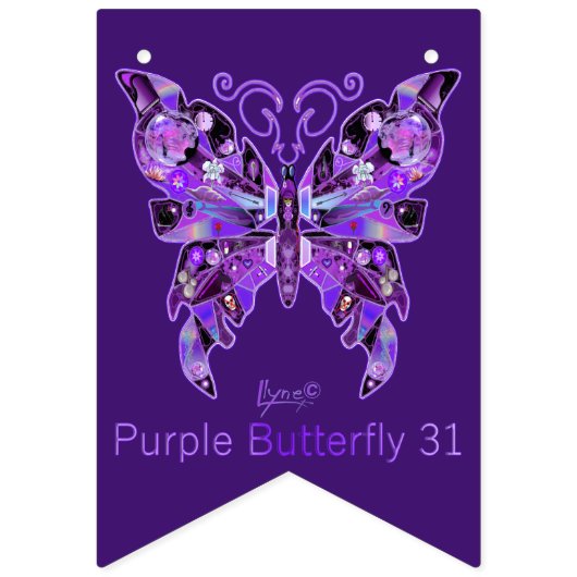 Paarse vlinder 31 Bunting Flags Vlaggetjes (Tweede vlag)