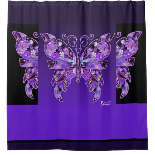 Paarse vlinder 31 douchegordijn (Voorkant)