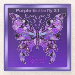 Paarse Vlinder 31 Glazen Onderzetter