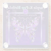 Paarse vlinder 31 glazen onderzetter (Achterkant)