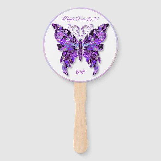 Paarse vlinder 31 handwaaier (Achterkant)