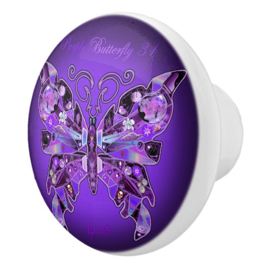 Paarse vlinder 31 keramische knop (Rechts)