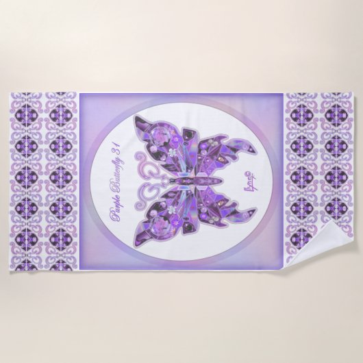 Paarse vlinder 31 keukenhanddoek strandlaken (Voorkant)