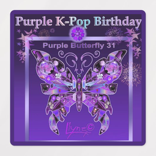 Paarse vlinder 31 labels (Design 1)