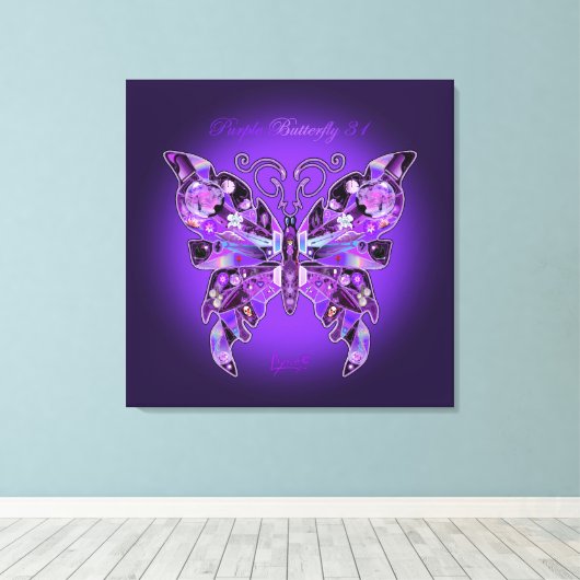 Paarse vlinder 31 Notitieboek Canvas Afdruk (Insitu (Houten vloer))