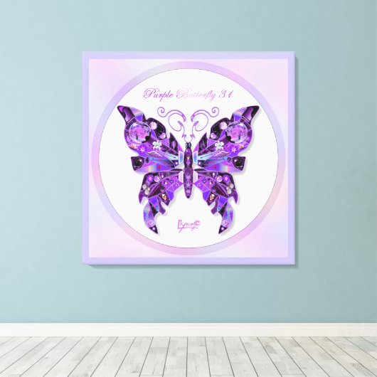 Paarse vlinder 31 Notitieboek Canvas Afdruk (Insitu (Houten vloer))