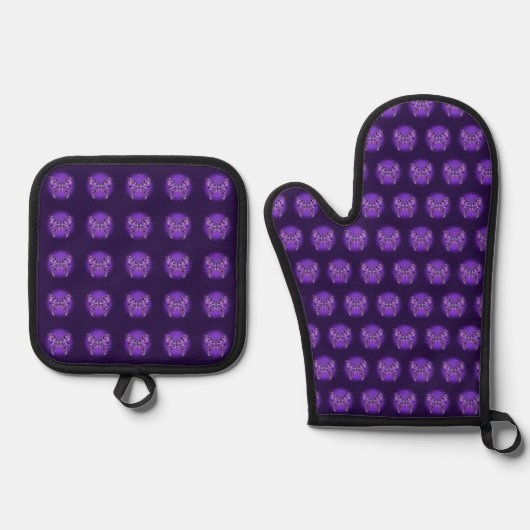 paarse vlinder 31 ovenwant & pannenlap set (Voorkant)