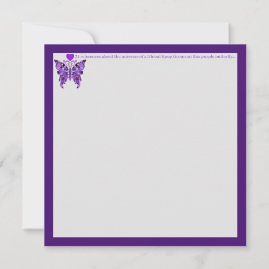 Paarse Vlinder 31 Platte Wenskaart Kaart (Achterkant)