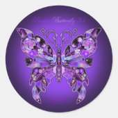 Paarse vlinder 31 ronde sticker (Voorkant)