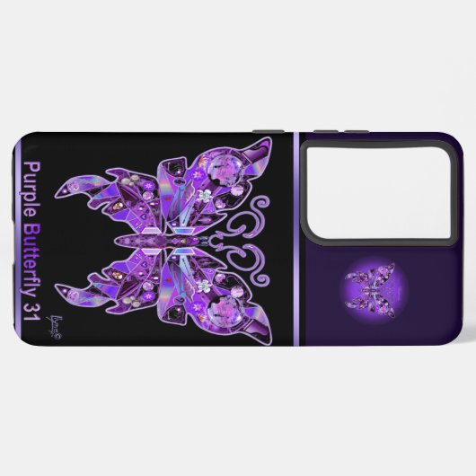 Paarse vlinder 31 samsung galaxy hoesje (Linkerkant)