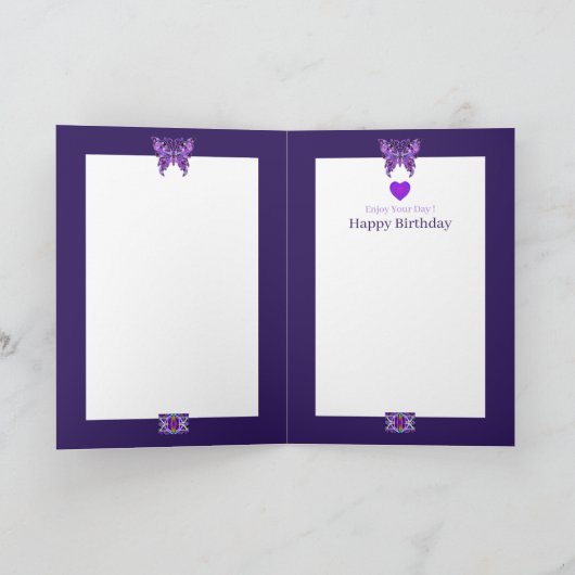 Paarse Vlinder 31 verjaardagskaart Kaart (Binnen)