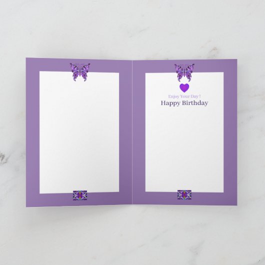 Paarse Vlinder 31 Verjaardagskaart Kaart (Binnen)