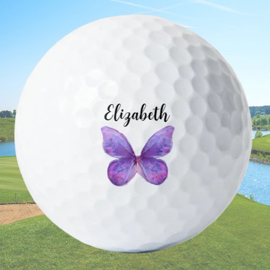  paarse vlinder aangepaste naam dames golfballen