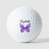 paarse vlinder aangepaste naam dames golfballen (Voorkant)