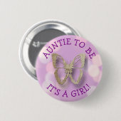 Paarse vlinder als Baby shower Ronde Button 5,7 Cm (Voorkant /achterkant)