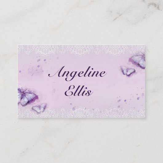 Paarse Vlinder Aquarel Visitekaartje (Achterkant)