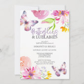 Paarse Vlinder Baby Douche Uitnodigingen (Voorkant)