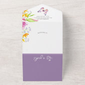 Paarse Vlinder Baby Douche Uitnodigingen (Buitenkant)