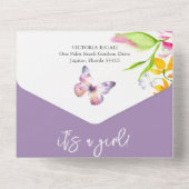 Paarse Vlinder Baby Douche Uitnodigingen (Achterkant)