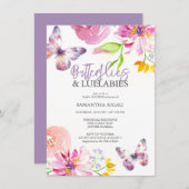 Paarse Vlinder Baby Douche Uitnodigingen (Voorkant / Achterkant)