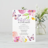 Paarse Vlinder Baby Douche Uitnodigingen (Staand voorkant)