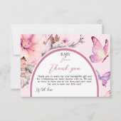 Paarse vlinder Baby in Bloom Girl Baby shower Bedankkaart (Voorkant)