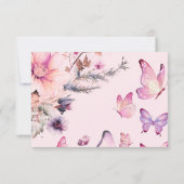 Paarse vlinder Baby in Bloom Girl Baby shower Bedankkaart (Achterkant)