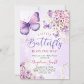 Paarse vlinder baby meisje Baby shower Kaart (Voorkant)