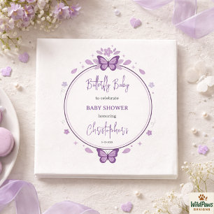 Paarse Vlinder Baby Meisje Baby Shower Servet